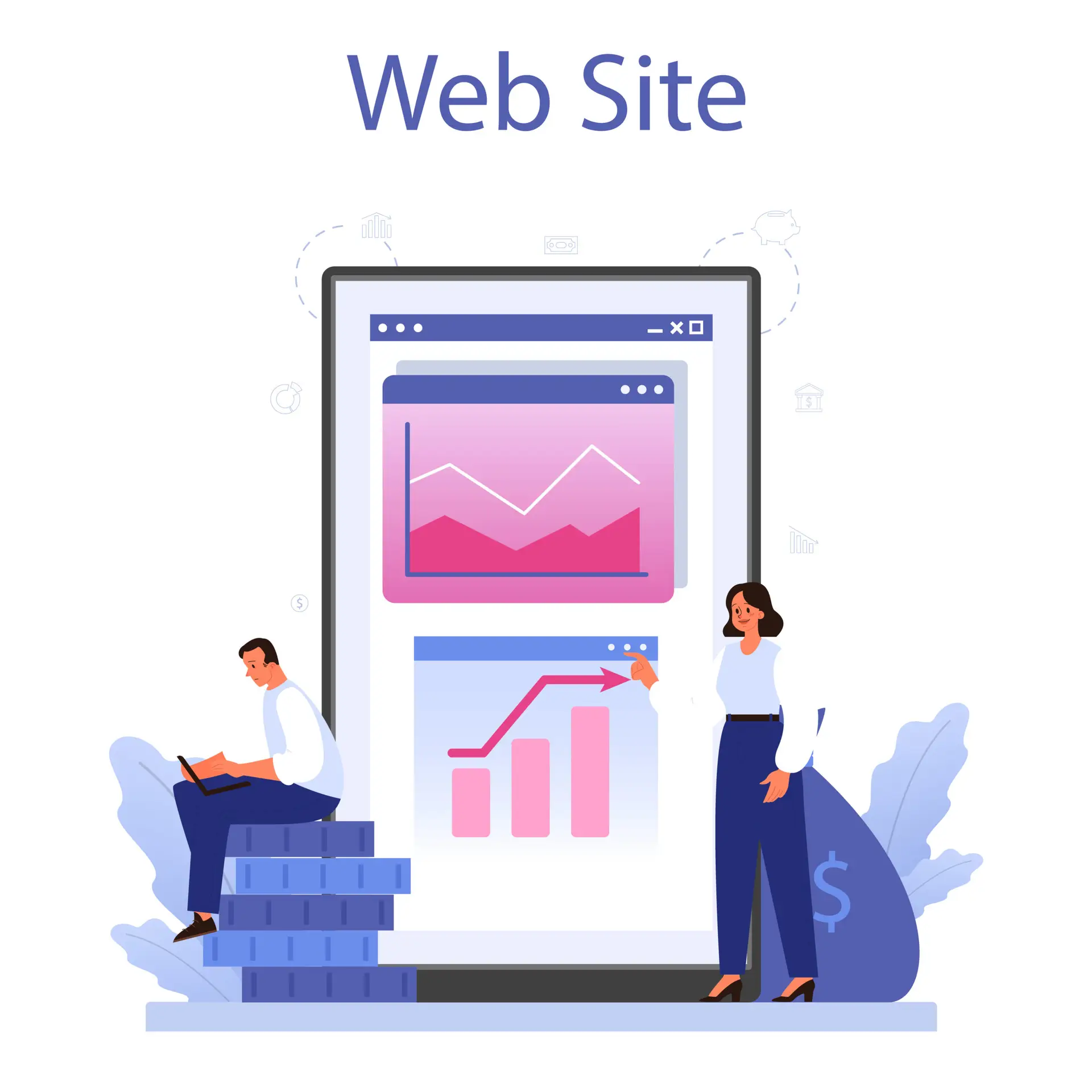 market growth online service or platform. business progress.