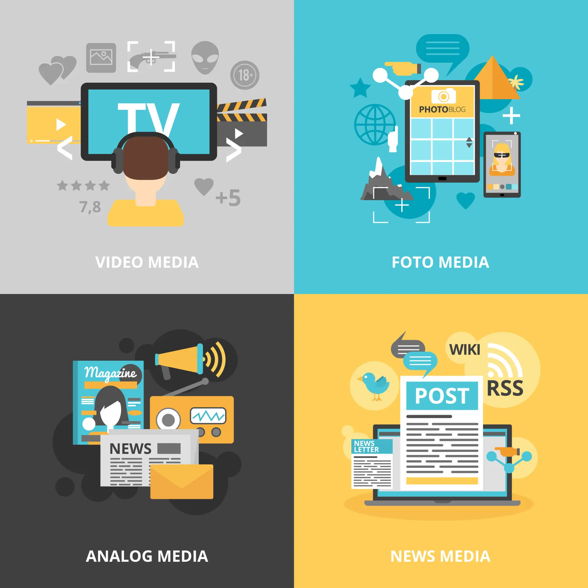 press icons set